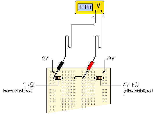 measuring the output of the voltage divider
click for next stage